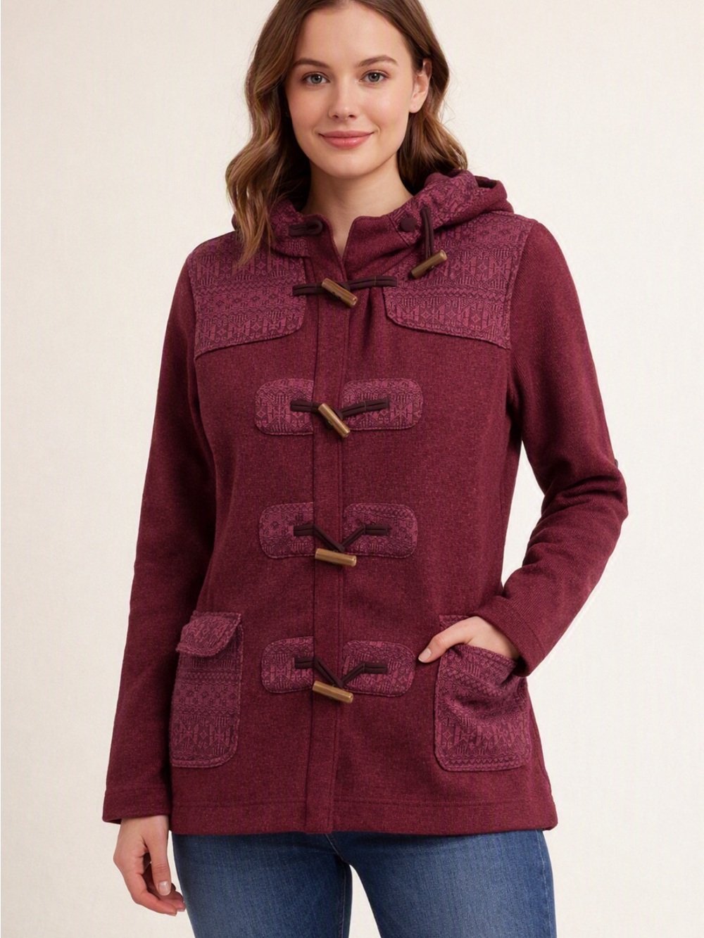Patagonia Fleece Duffle Toggle Jacket Burgundy Women’s Small Heritage Cabincore